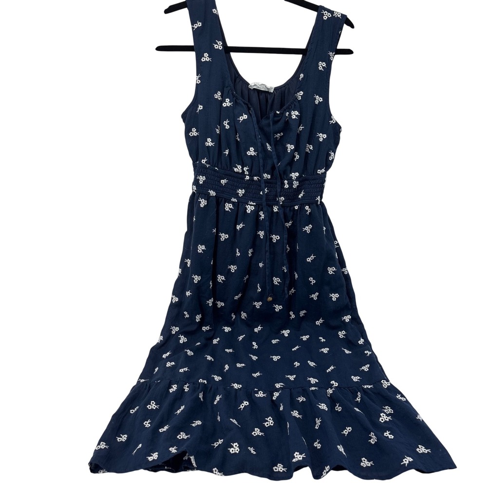 Lucky Brand Navy Blue Floral Smocked Waist Maxi Dress YS6W53118BK Womens Small